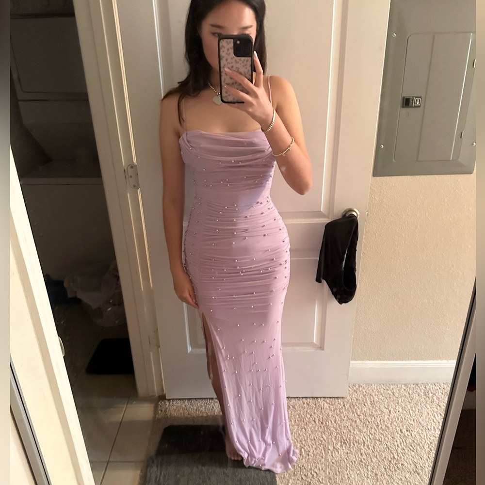 Windsor purple pearl maxi mermaid evening dress gown